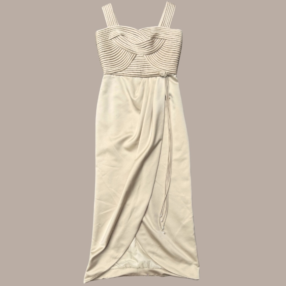 Vintage Victor Costa Ribbon Woven Bodice Dress - L/12